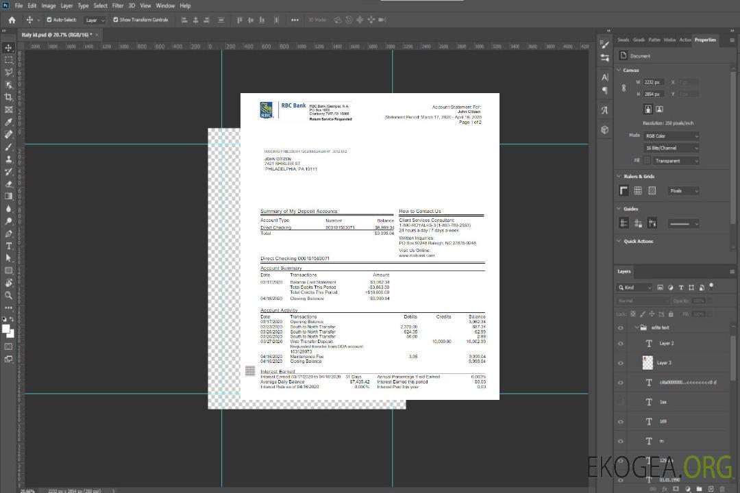 Modèle Word et PDF de relevé bancaire RBC aux États-Unis, version 2 scr template Modèle Word et PDF de relevé bancaire RBC aux États-Unis, version 2 scr template
